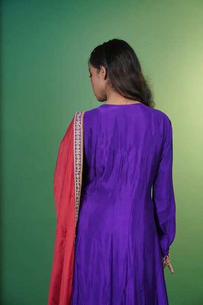 Frock Style Short Kurti with Tulip Pant & Dupatta