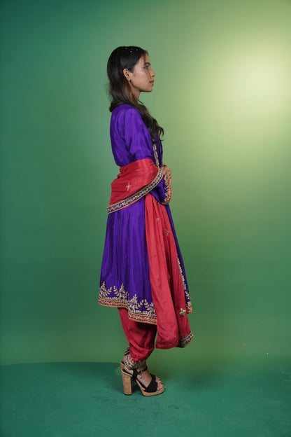 Frock Style Short Kurti with Tulip Pant & Dupatta