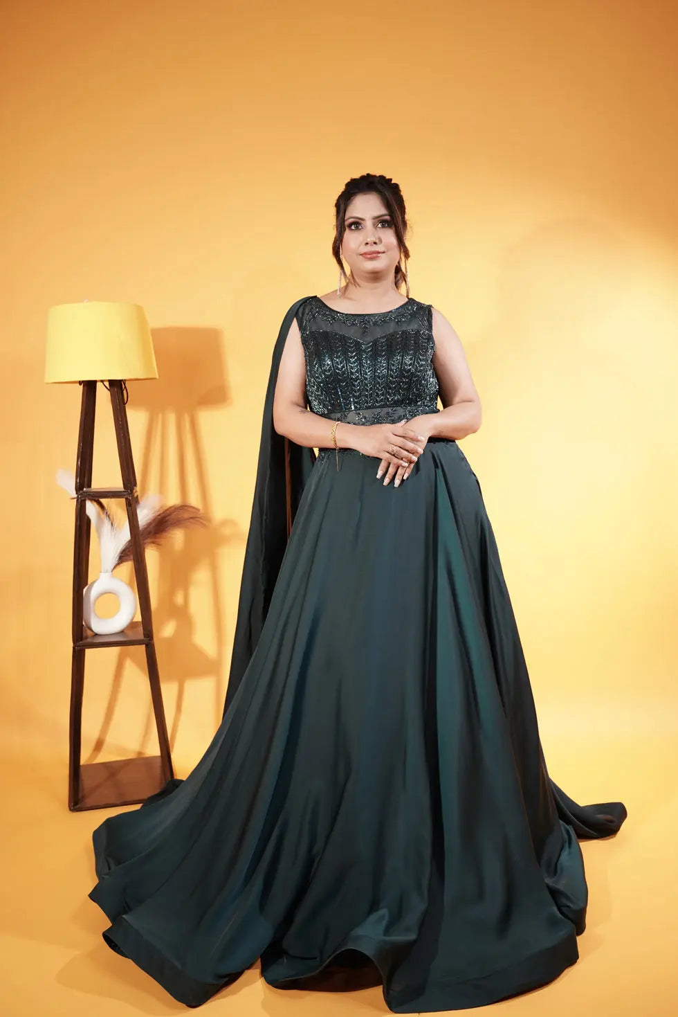 Dark Green Western Gown