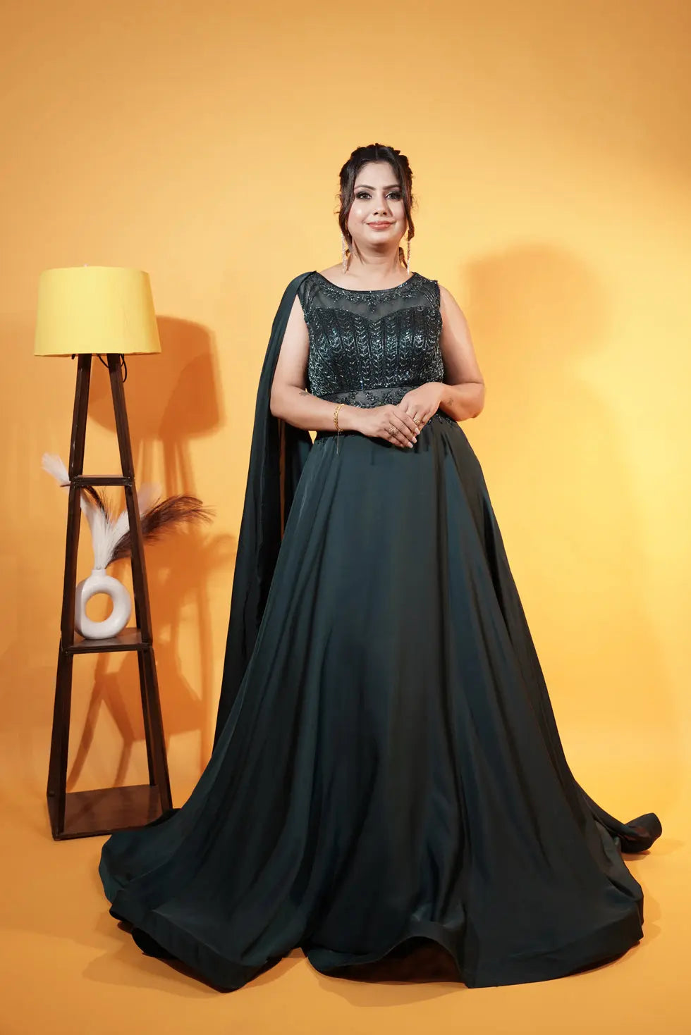 Dark Green Western Gown