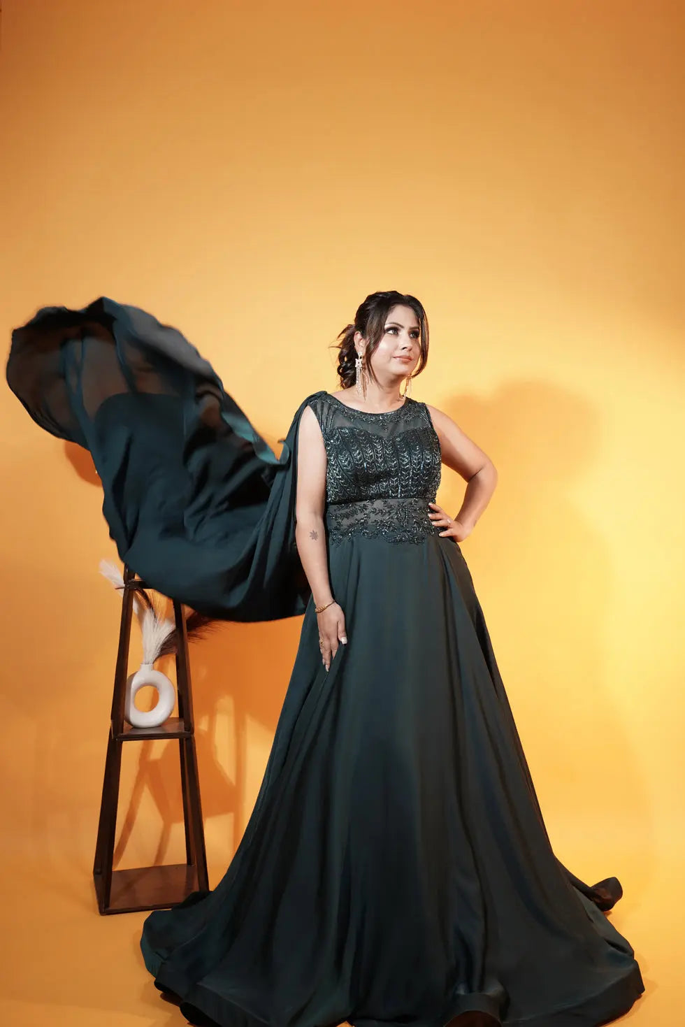 Dark Green Western Gown