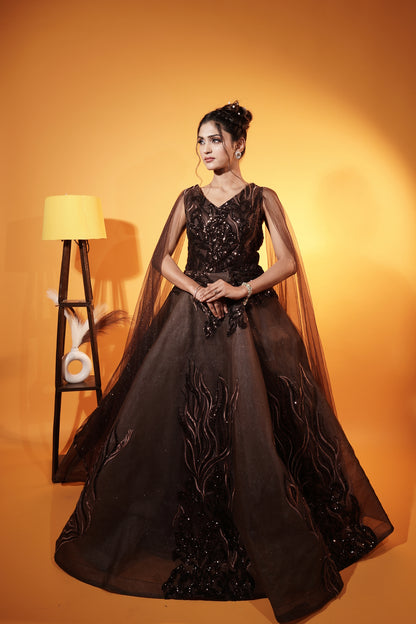 Western Gown in Brown Color
