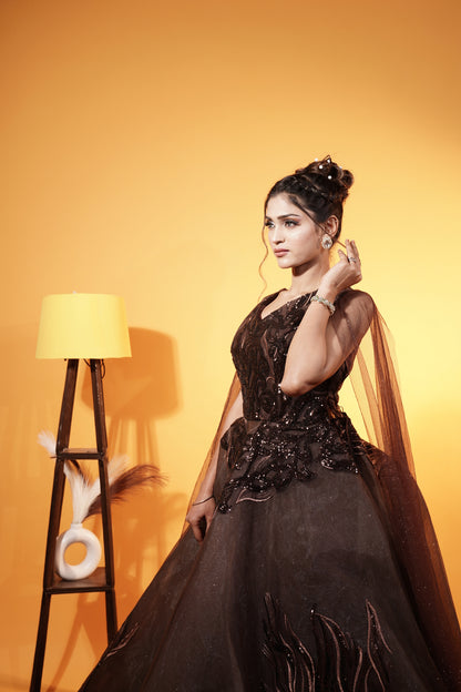 Western Gown in Brown Color