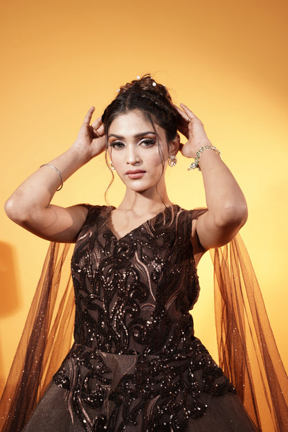 Western Gown in Brown Color