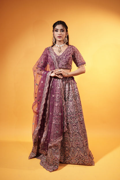 Purple Crop Top Lehenga
