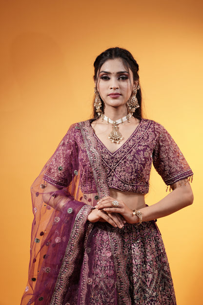 Purple Crop Top Lehenga