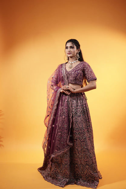 Purple Crop Top Lehenga