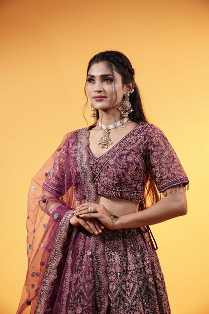 Purple Crop Top Lehenga
