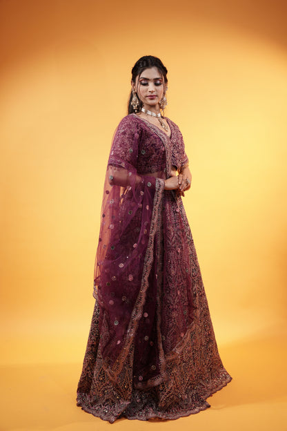 Purple Crop Top Lehenga