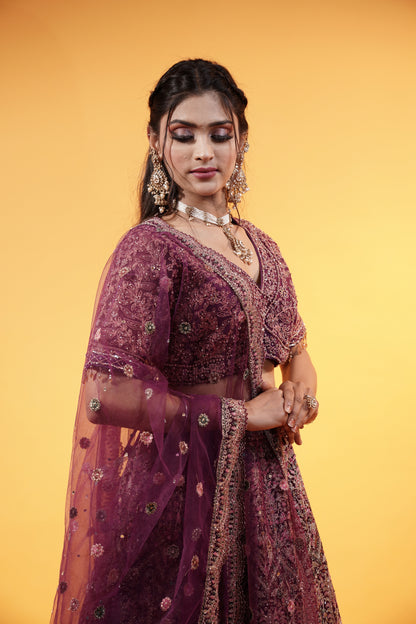 Purple Crop Top Lehenga