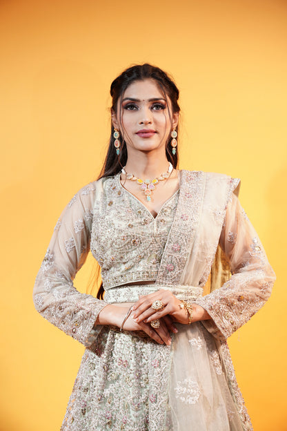 Mint Green Crop Top Lehenga