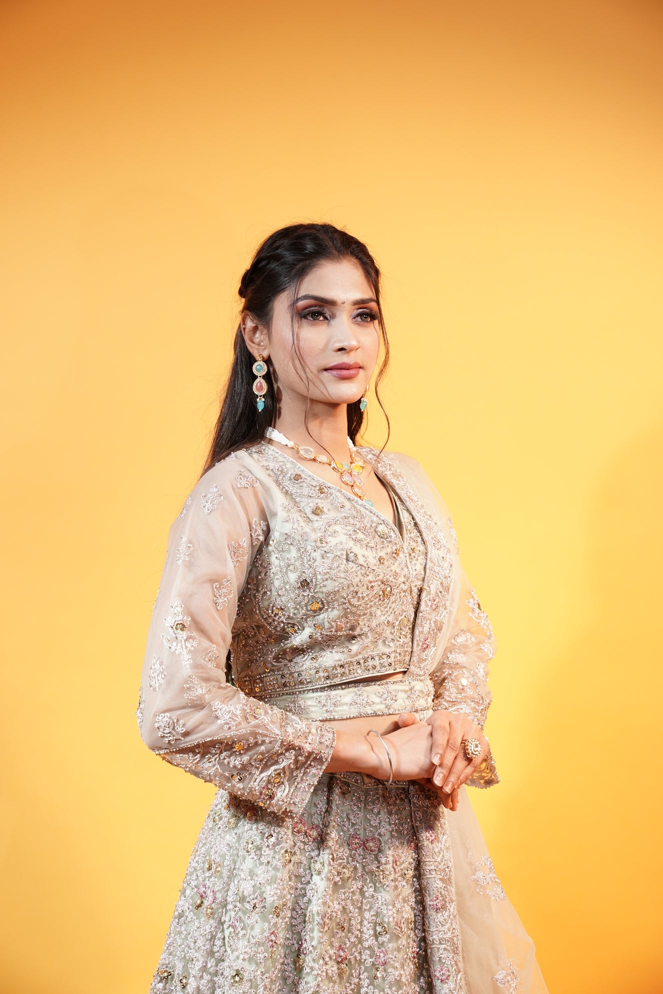 Mint Green Crop Top Lehenga