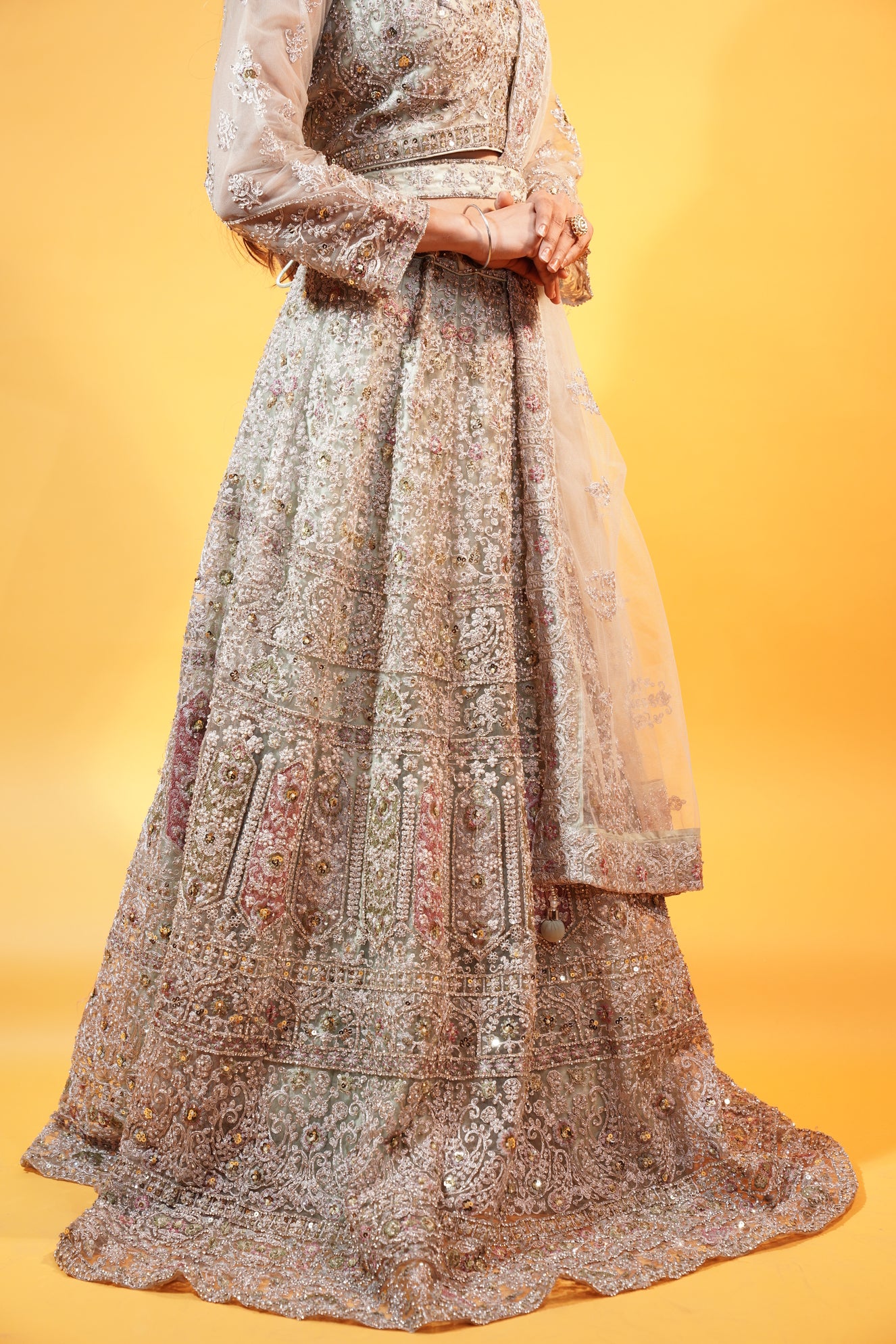 Mint Green Crop Top Lehenga