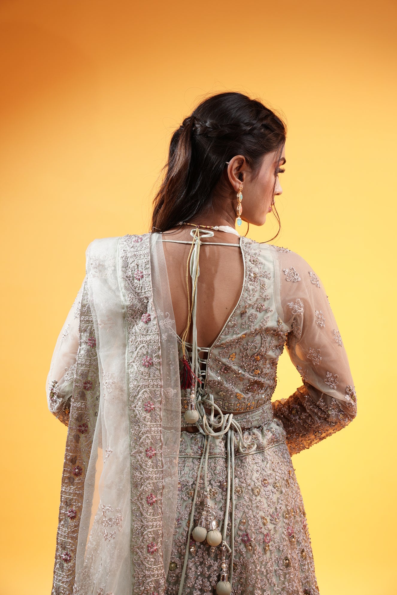 Mint Green Crop Top Lehenga