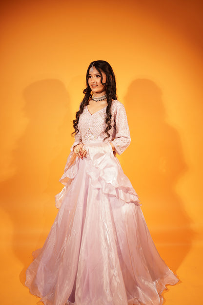 Organza Crop Top Lehenga