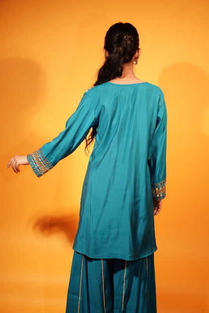 Blue Cord Set Kurti & Pant