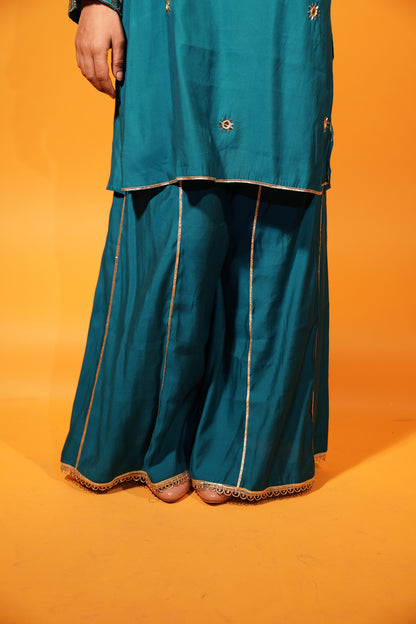 Blue Cord Set Kurti & Pant
