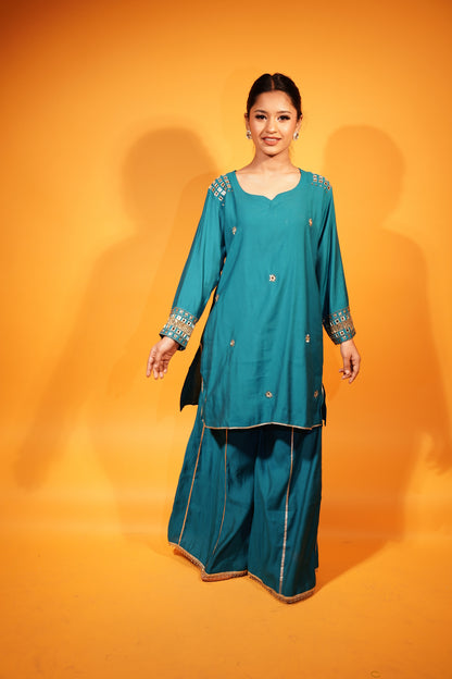 Blue Cord Set Kurti & Pant