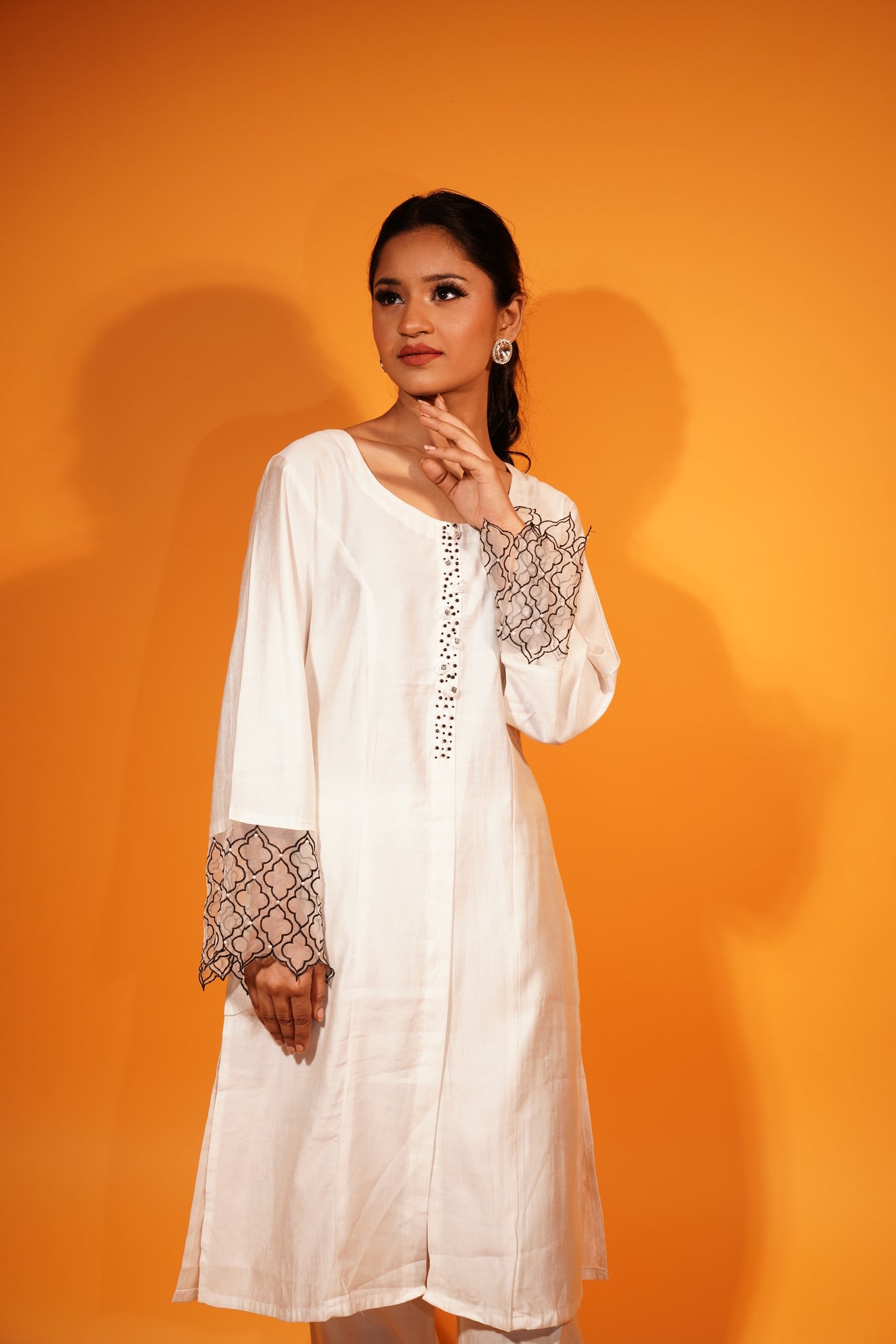 White Cord Set Kurti and Pant