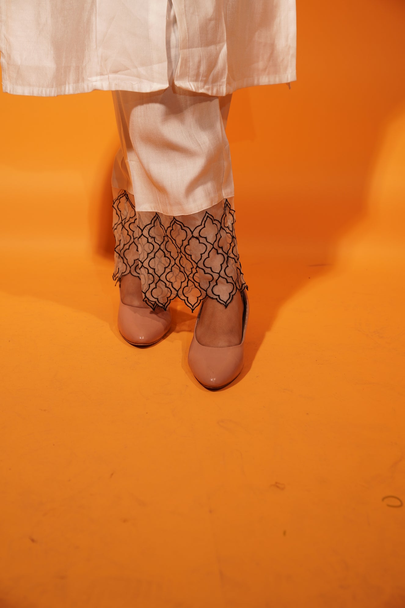 White Cord Set Kurti and Pant