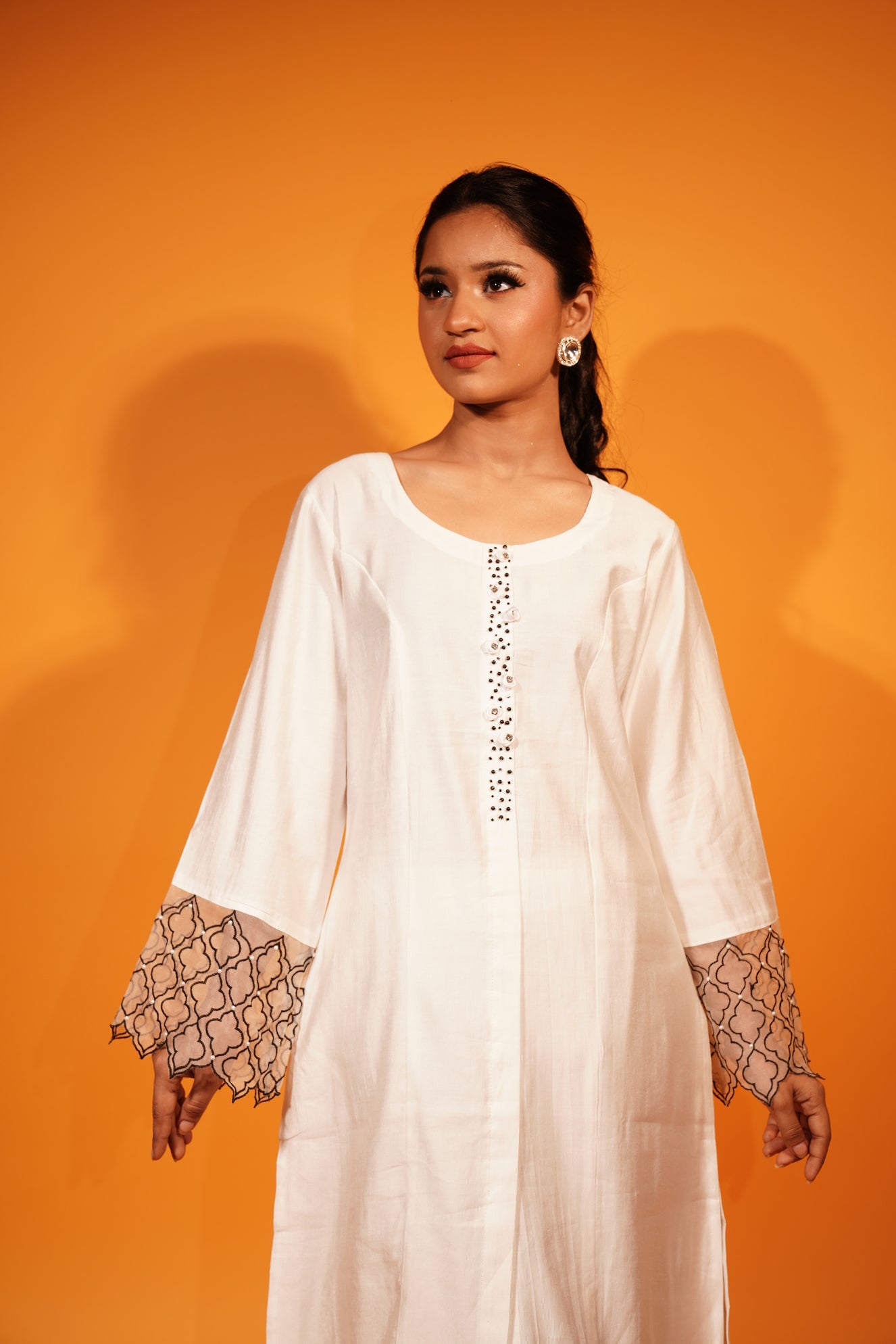 White Cord Set Kurti and Pant