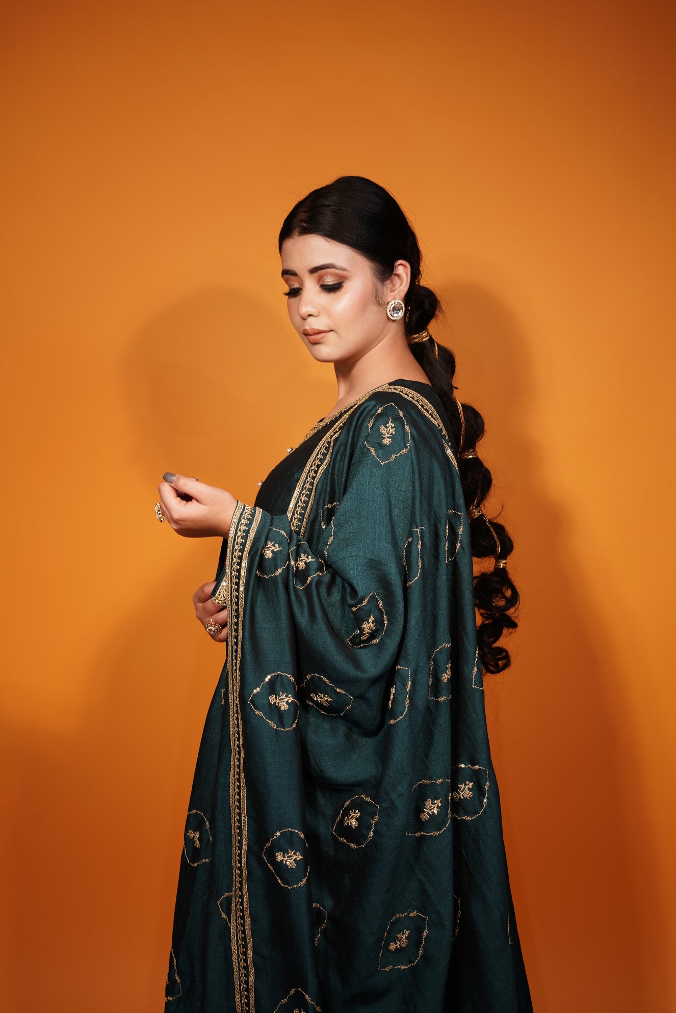 Green Floor Length Frock Style Suit
