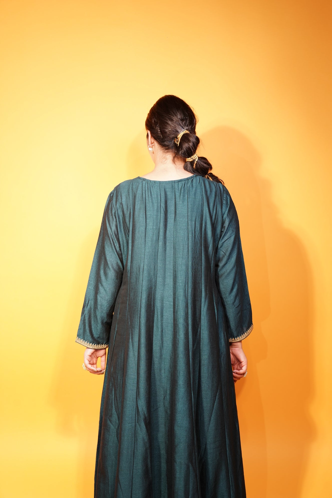 Green Floor Length Frock Style Suit