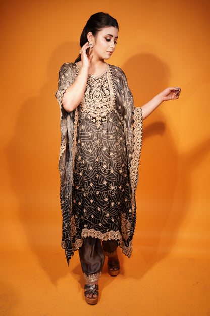 Ombre Grey Black Kaftan & Pant