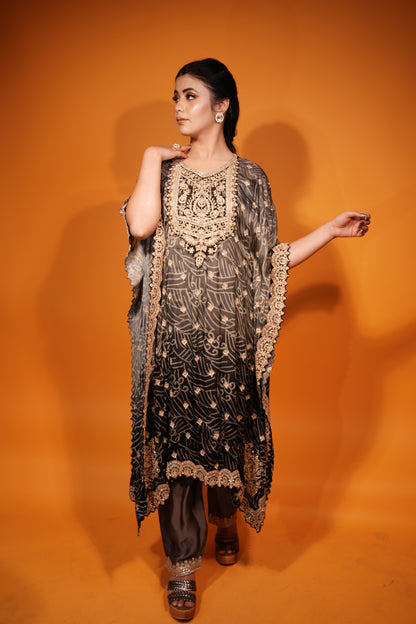 Ombre Grey Black Kaftan & Pant