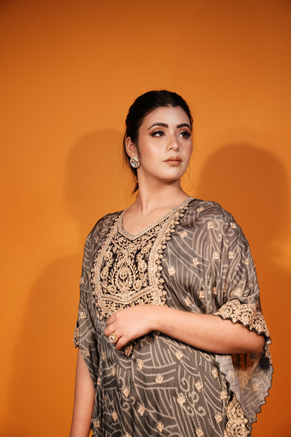 Ombre Grey Black Kaftan & Pant