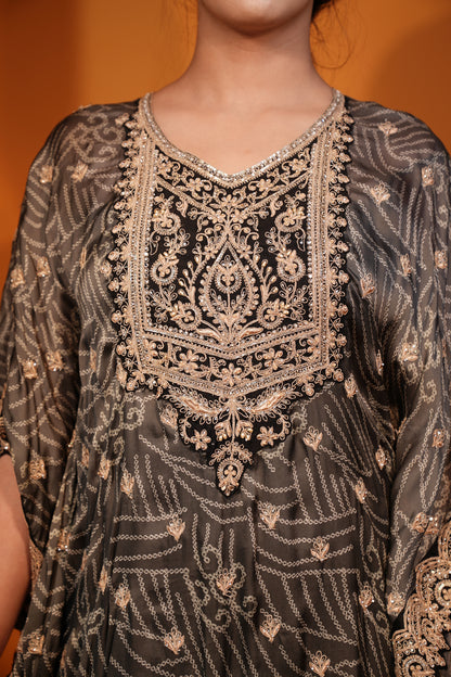Ombre Grey Black Kaftan & Pant