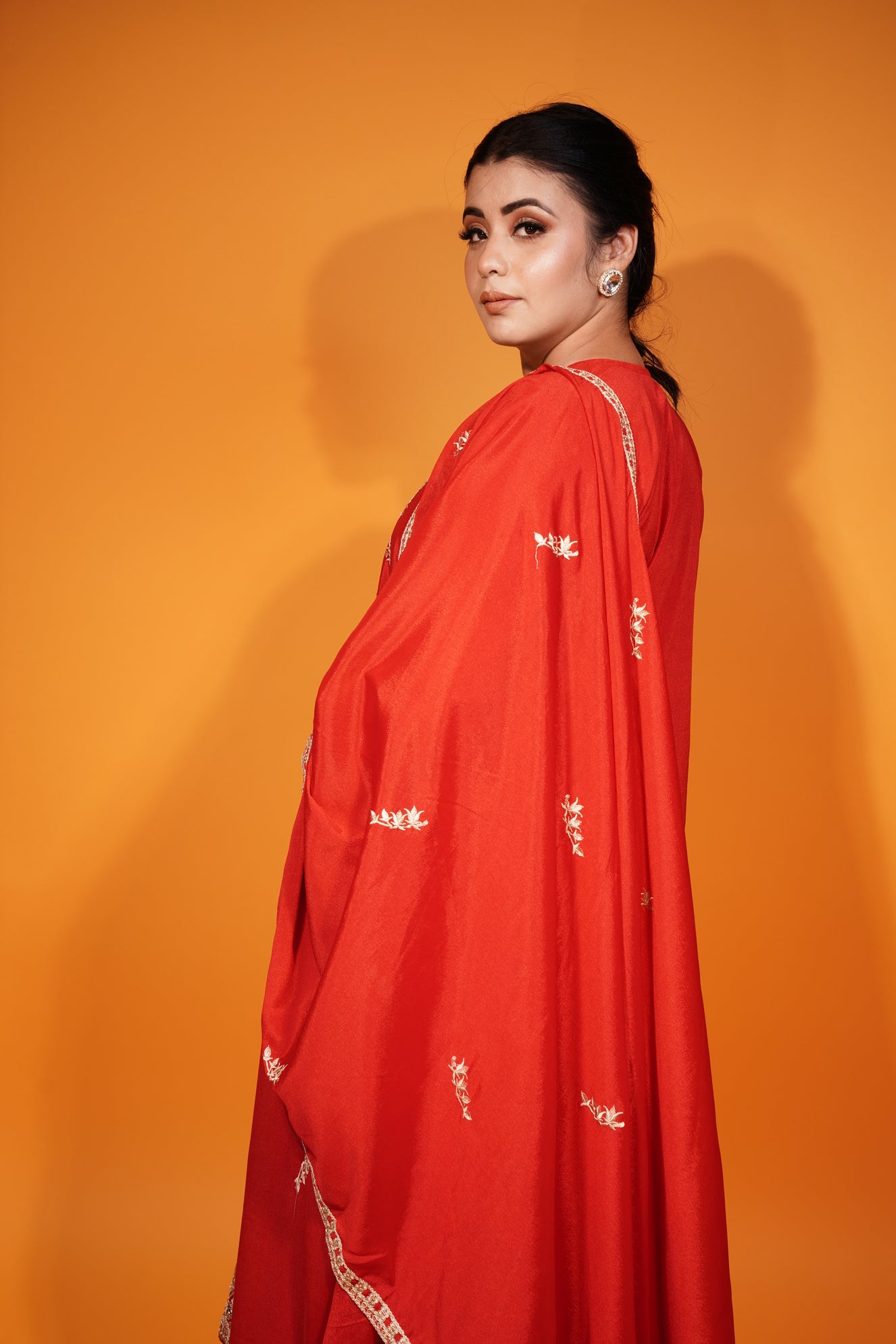 Red Kurti Plazzon  With  Duppatta