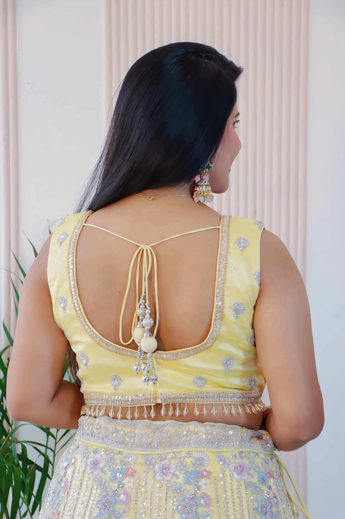 Lemon Yellow Embellished Silk Georgette Lehenga