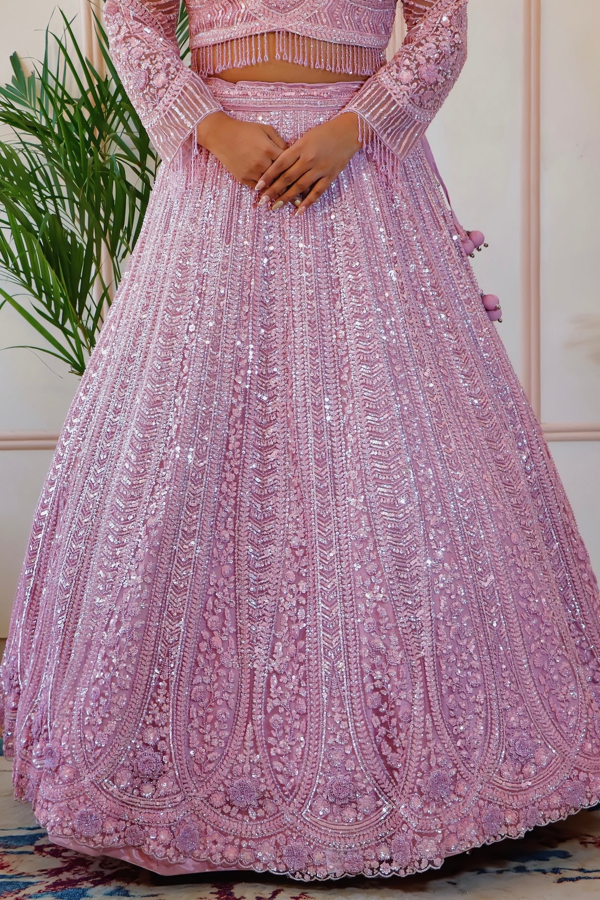 Blush Pink Net Lehenga