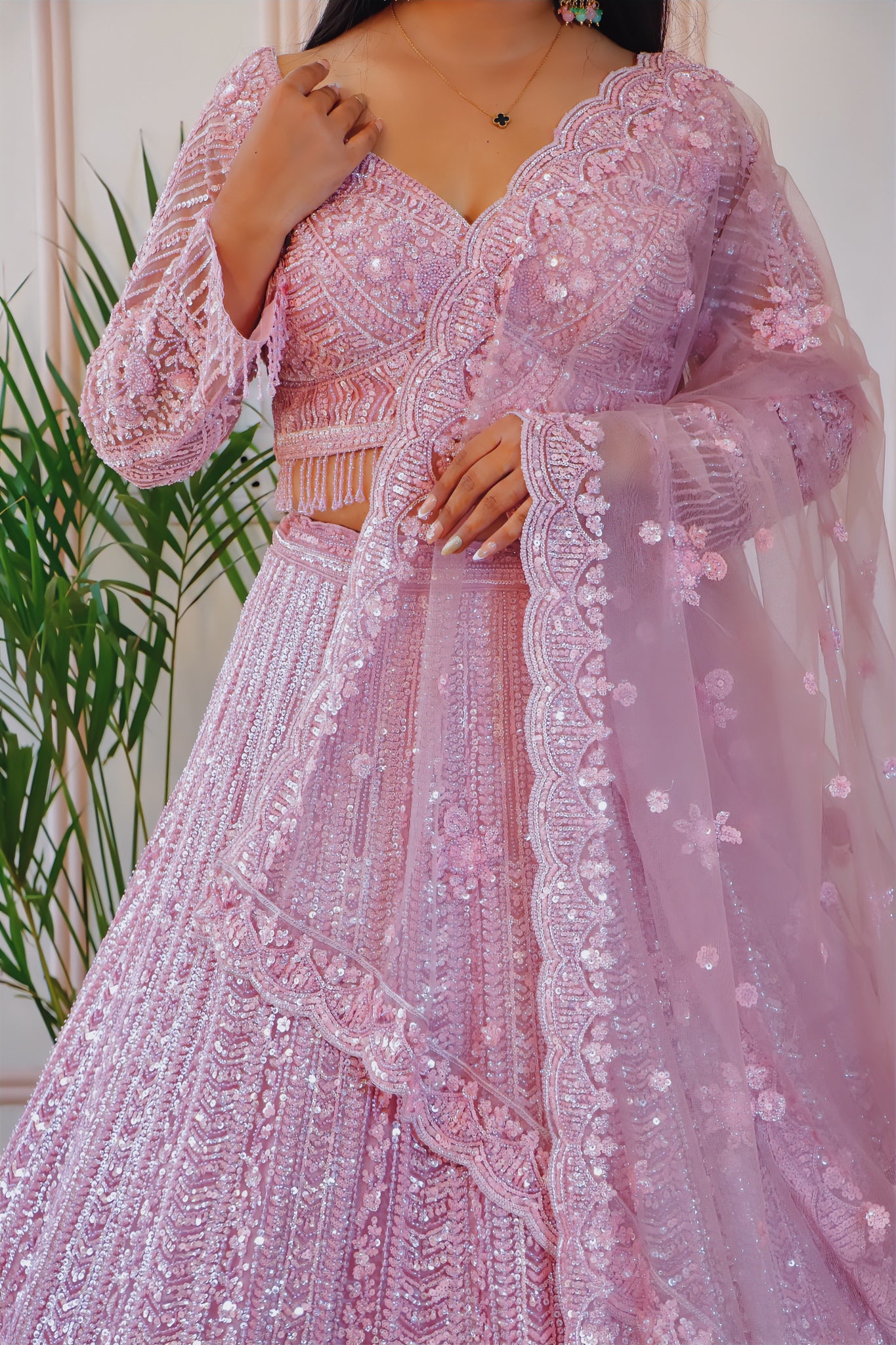 Blush Pink Net Lehenga