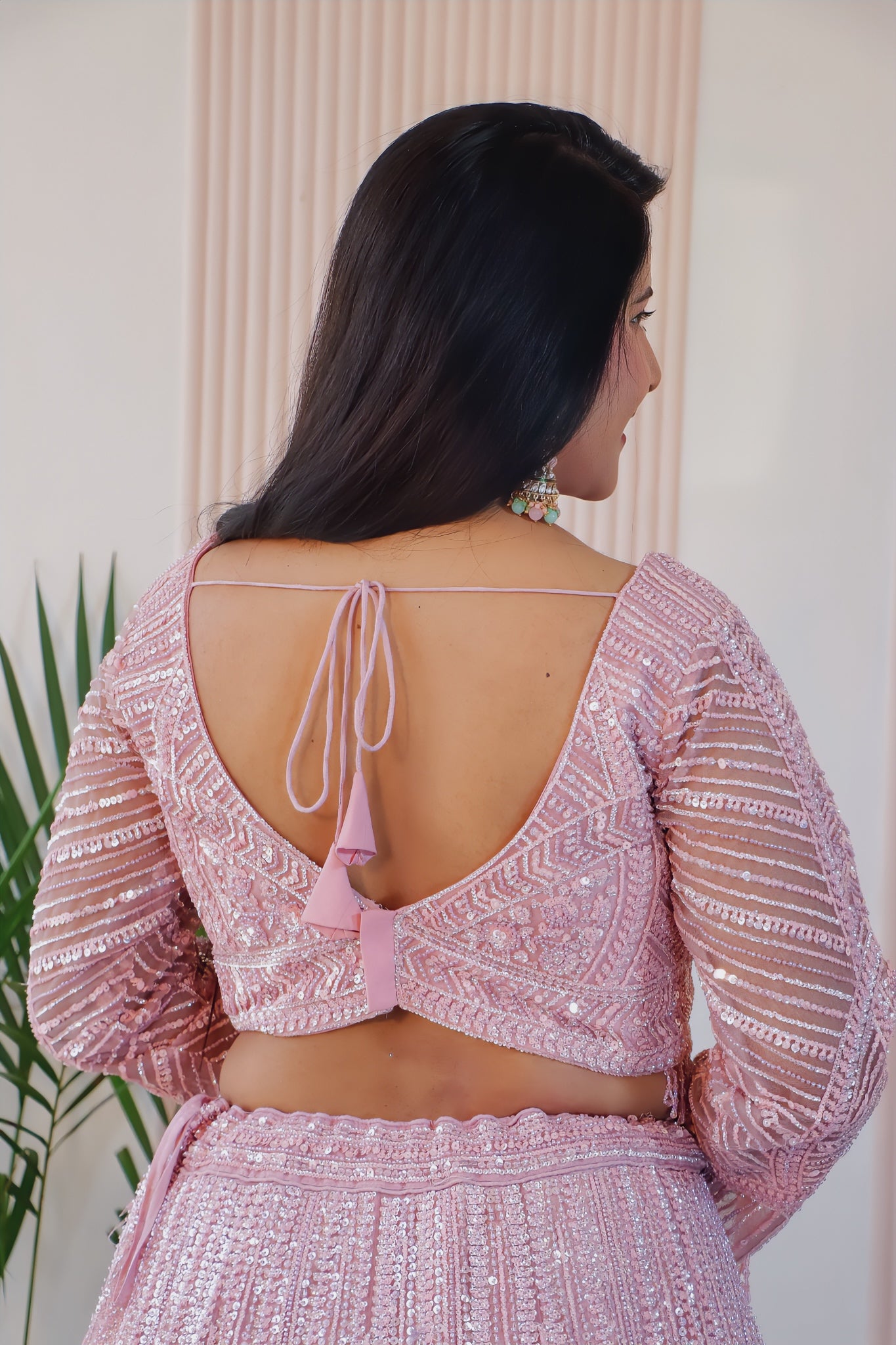 Blush Pink Net Lehenga
