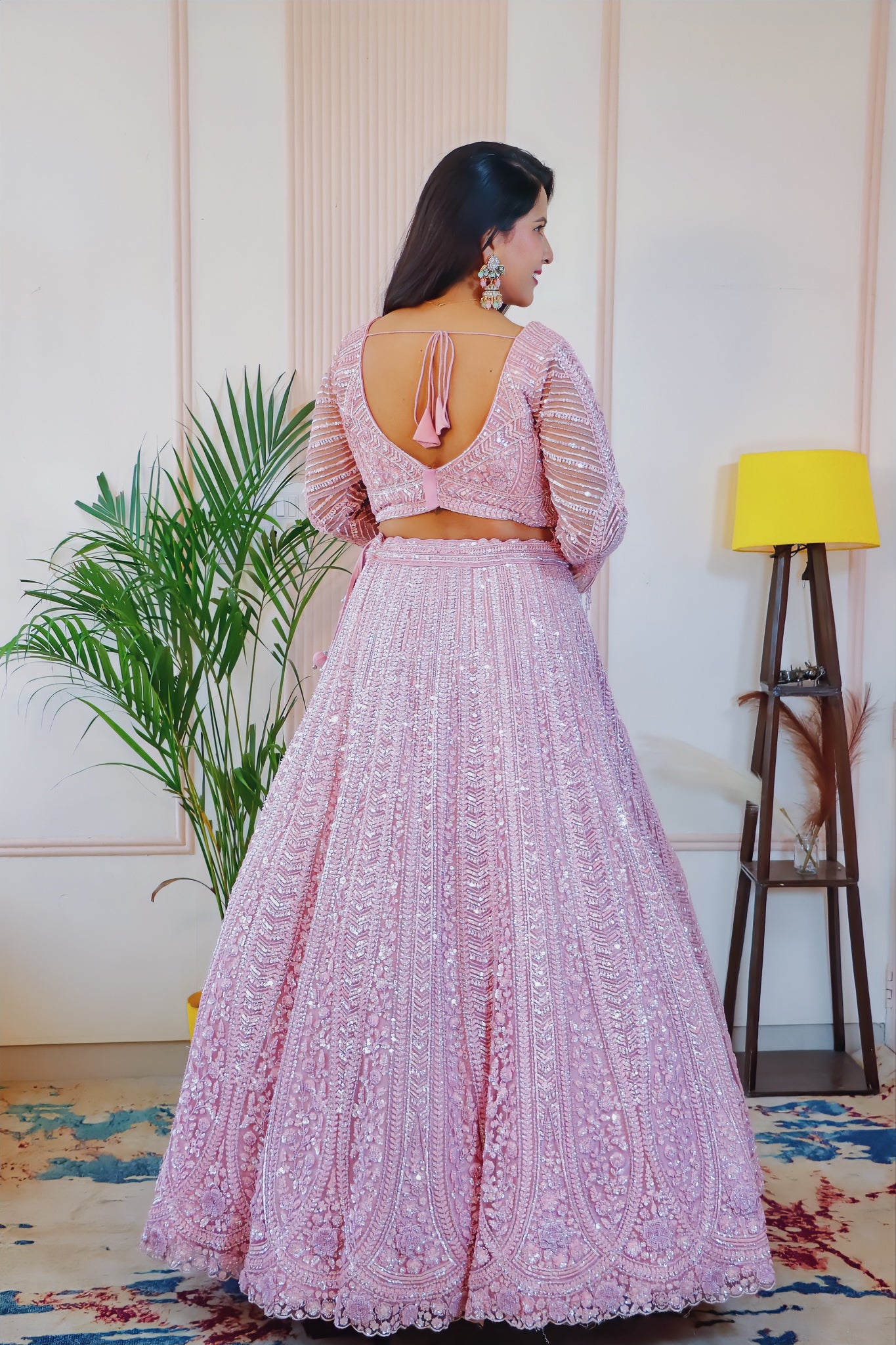 Blush Pink Net Lehenga