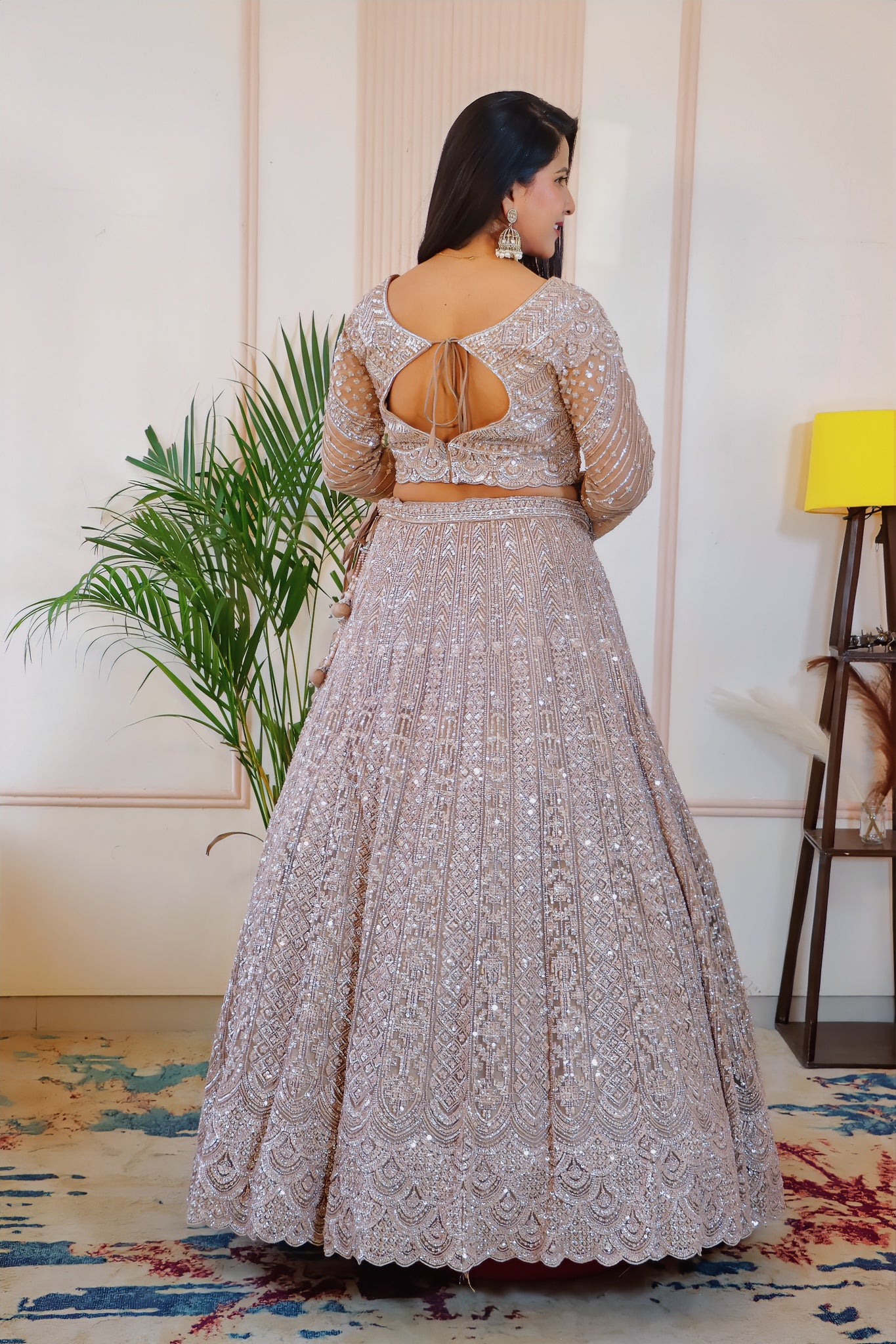 Silver Grey Net Lehenga