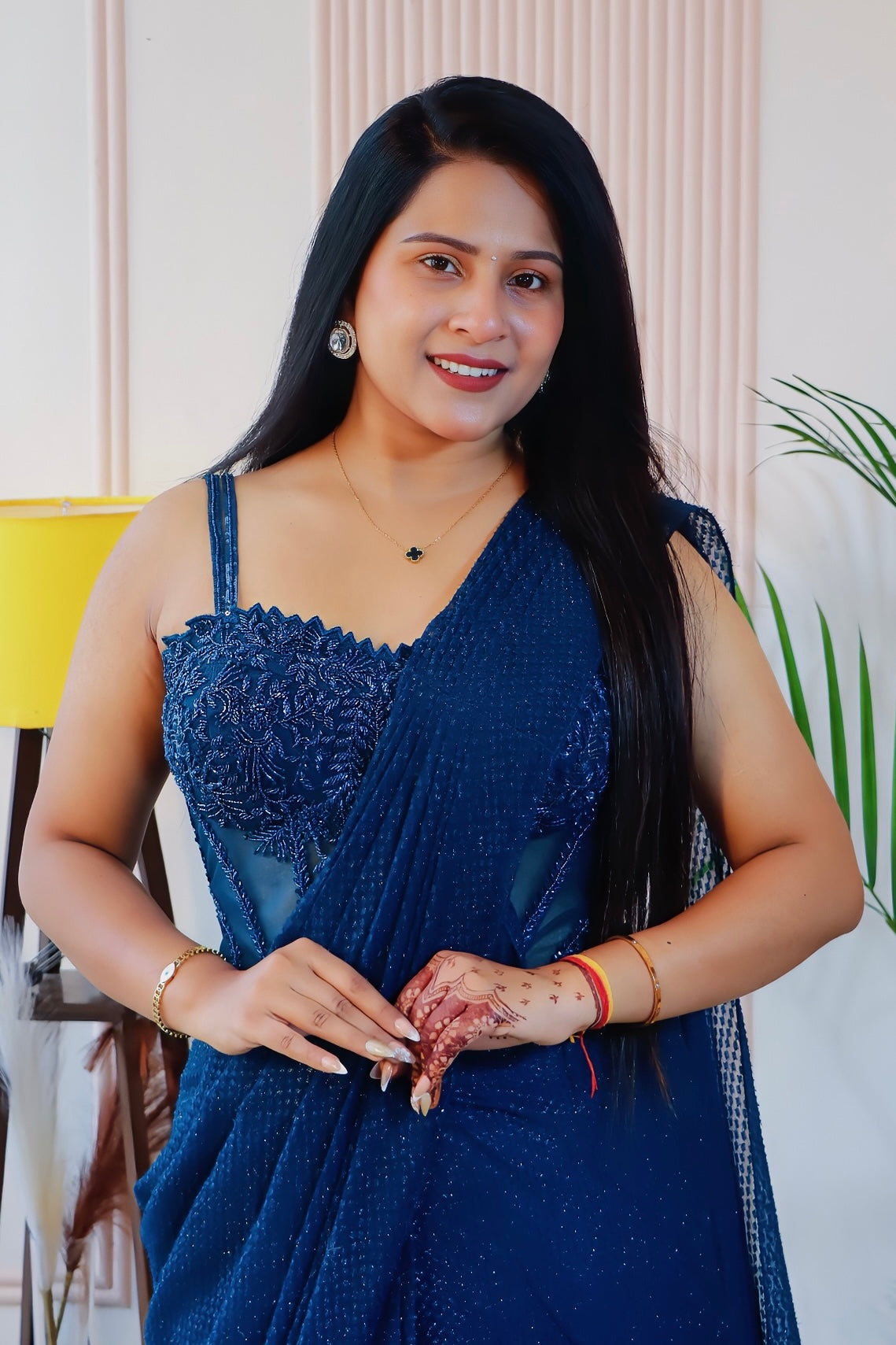 Teal Green Georgette Drape Saree