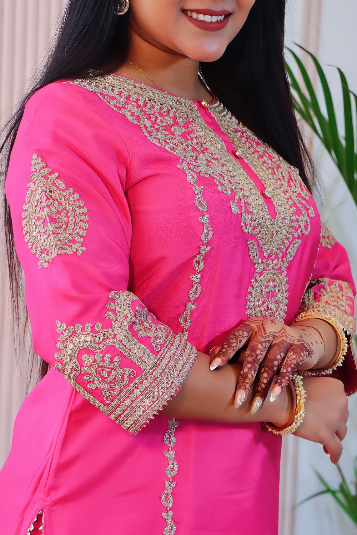 Pink Chanderi Silk Stitched Suit