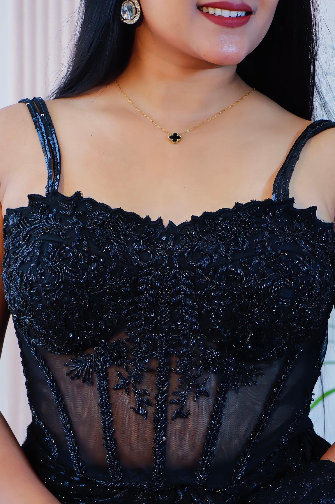 Black Georgette Drape Saree