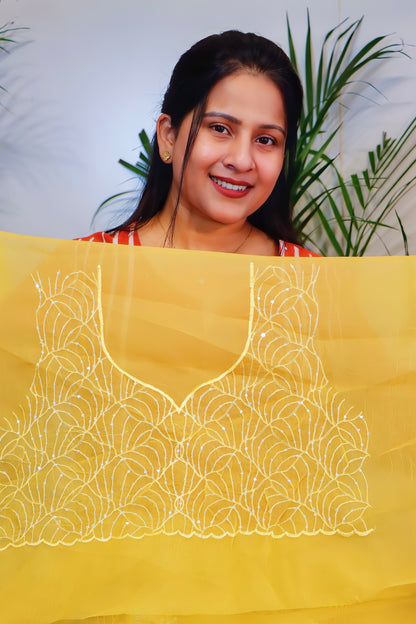 Radiant Lemon Yellow Crust Chiffon Saree