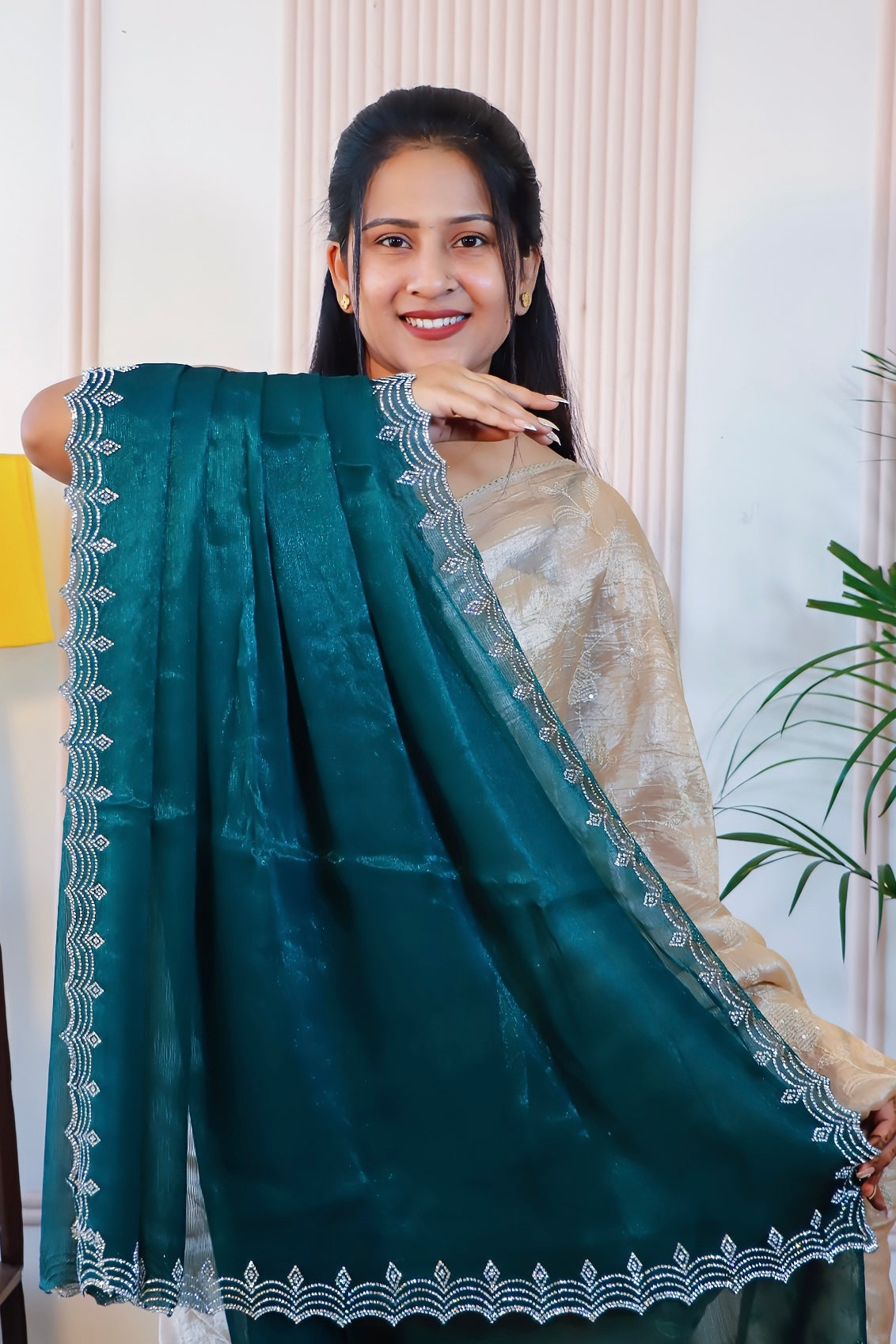 Olive Green Georgette Saree