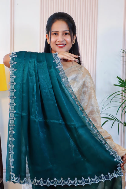 Olive Green Georgette Saree