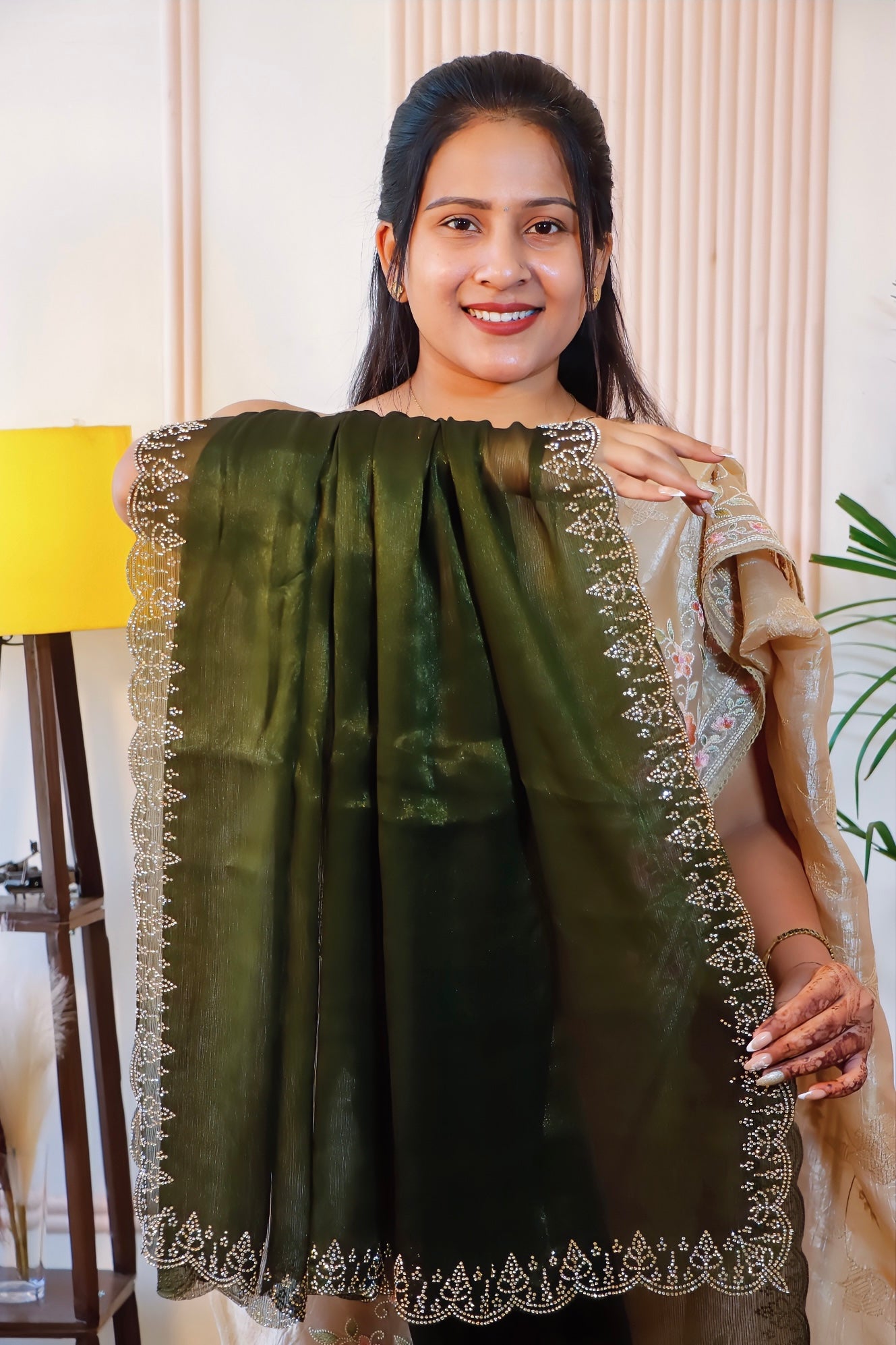 Olive Green Georgette Saree
