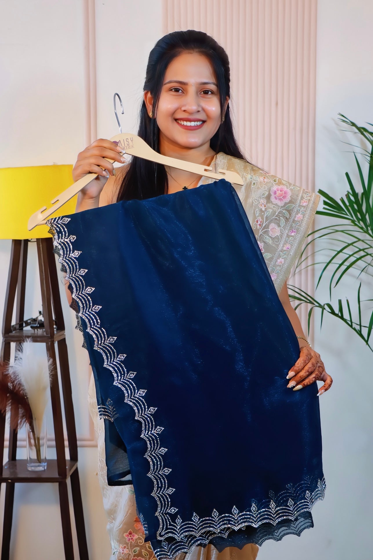 Navy Blue Georgette Saree