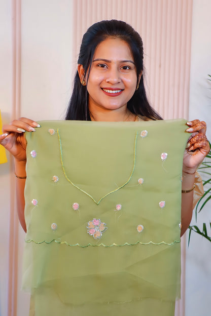 Elegant Pista Green Crust Saree