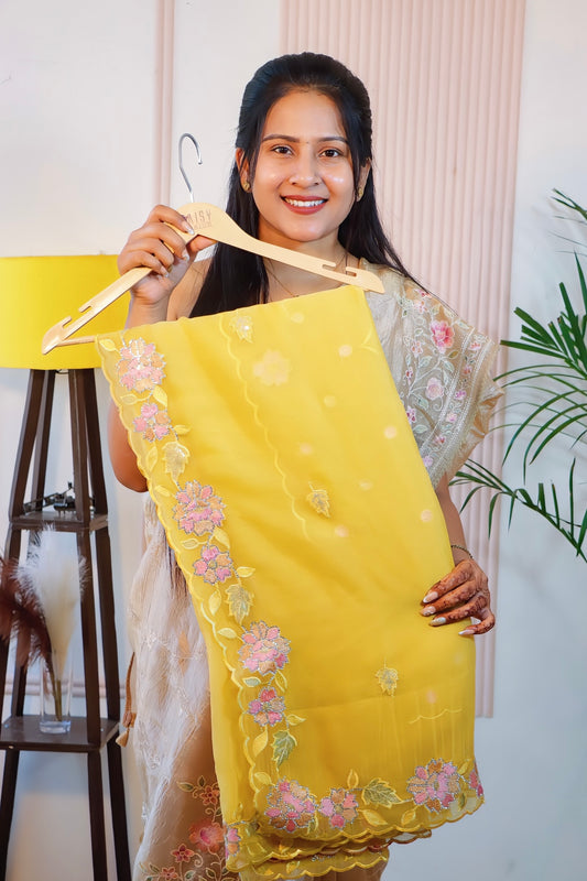 Elegant Yellow Crust Saree