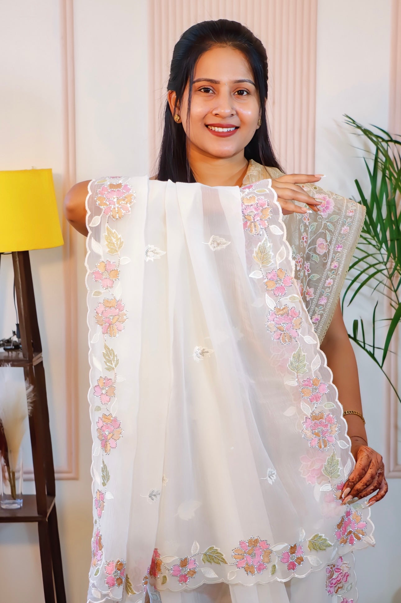 Elegant Cream Crust Saree