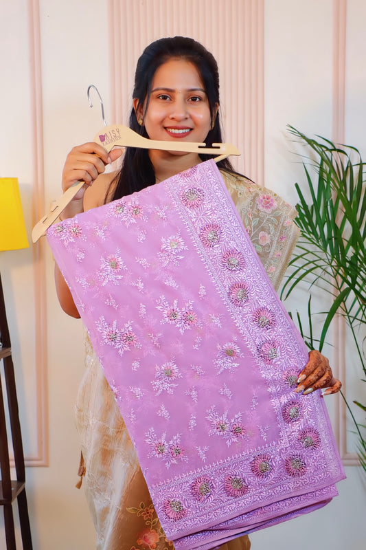 Lavender Elegance Crust Silk Saree